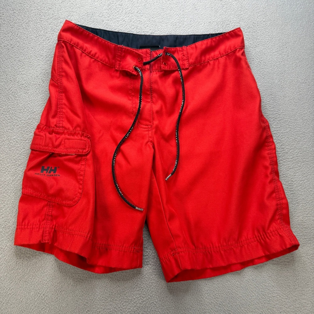 Helly Hansen Board Shorts Mens S Red Polyester Cargo Pocket Swim Trunks Beach
